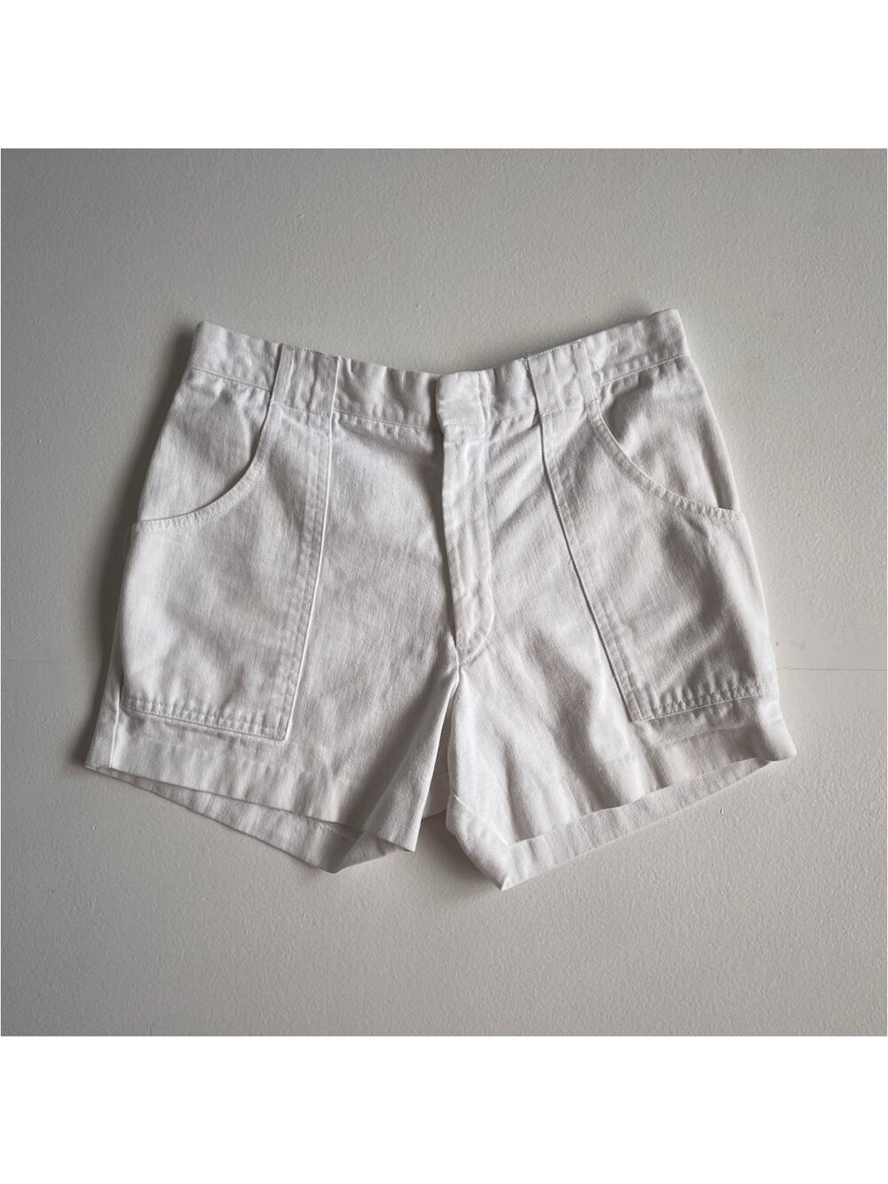Vtg 70s White Brushed Cotton Mens Retro Surf Shorts / 30" w Handmade Sporty